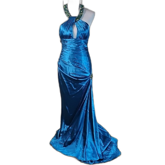 Prom Dress By Flirt Maggie Sottero Wedding Party Jade Rhinestones Size 2 - Picture 1 of 9